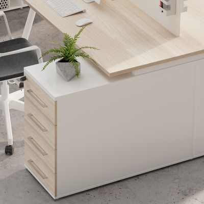 Eight-Person Staff Table with Separating Screen and Filing Cabinets in MFC Wood Style Side Table Option Support customization