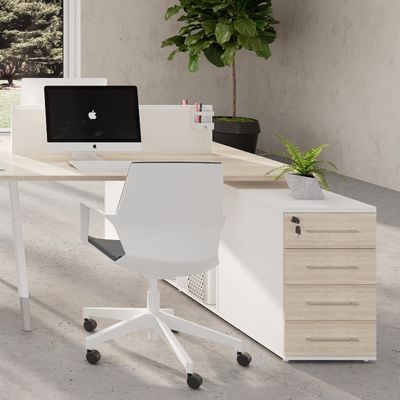 Eight-Person Staff Table with Separating Screen and Filing Cabinets in MFC Wood Style Side Table Option Support customization