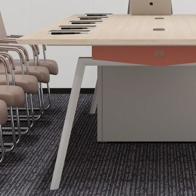 Support customization Large Conference Table 50mm Top Thickness With Inline Power Outlets And Cable Box