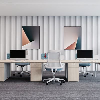Support customization Commercial Office Furniture Two or Four-Person Staff Table with Screen Separated and Filing Cabinets