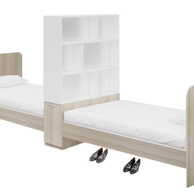 Nordic Style Apartment Hotel Bed Dormitory Furniture With Wardrobe For Luggage Support customization