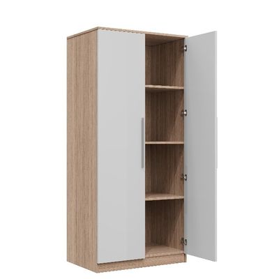 Modern Simple Design Bedroom Wardrobe With Hanging Rod Ample Storage Space Panel Wood Furniture For Home Or Living Room Support customization