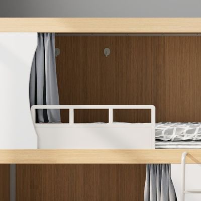Youth-Friendly Twin Steel and Wood Bunk Bed for Dormitory or Loft Apartment Support customization