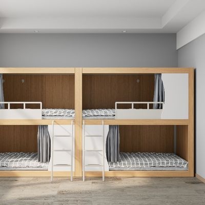 Youth-Friendly Twin Steel and Wood Bunk Bed for Dormitory or Loft Apartment Support customization
