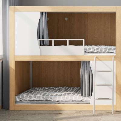 Youth-Friendly Twin Steel and Wood Bunk Bed for Dormitory or Loft Apartment Support customization