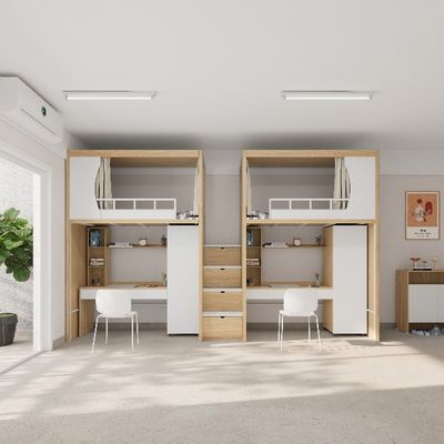 Customizable Iron Double Bunk Bed With Equal Width Top & Bottom Bedroom School Dormitory Apartment Furniture