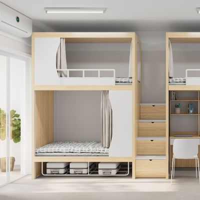 Modern Design Easy Assembly Bunk Beds With Cabinet For Student Dormitory Support customization
