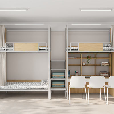 Modern Design Metal Bunk Bed With Desk High Stability Furniture Apartment Support customization