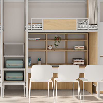 Modern Design Metal Bunk Bed With Desk High Stability Furniture Apartment Support customization