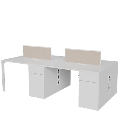 Modern Four-Person Office Desk With Locked File Cabinet Support customization