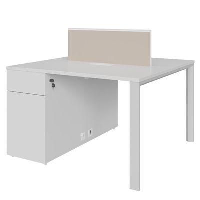 Modern Four-Person Office Desk With Locked File Cabinet Support customization