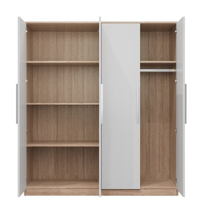 Contemporary Modern Simple Bedroom Wardrobe customization With Hanging Rod Ample Storage Panel Wood Furniture