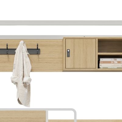 Student Dormitory Double-Decker Iron Frame Bunk Bed with Curtain Rack and 250 lbs Weight Capacity