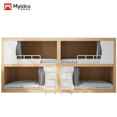 Youth-Friendly Twin Steel and Wood Bunk Bed for Dormitory or Loft Apartment Support customization