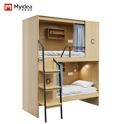 Hostel-Ready Fully Enclosed Modern Apartment Wooden Bunk Beds and Steel Foot Stairs Support customization