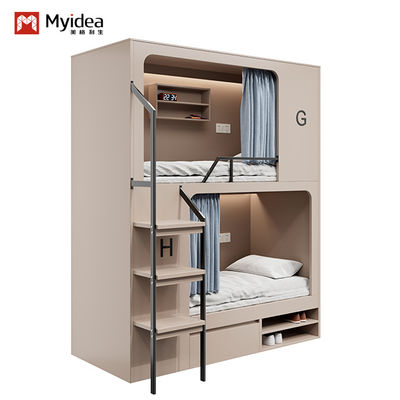 Support customization Modern Apartment Wooden Bunk Beds with Shoe Troughs Assembly Required Grey/Silver