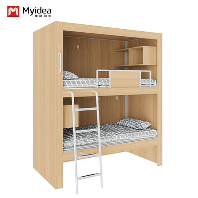 4000 X 900 X 2400mm Wooden Color Fashion Bunk Bed For Youth Hostel Support customization