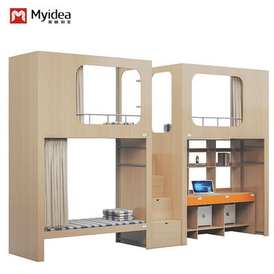 Military Bunk Bed With Storage Cabinet Wood 4600 X 900 X 2400mm Support customization