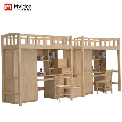 Support customization Modern design, ISO9001-certified student dormitory furniture wooden bed and desk