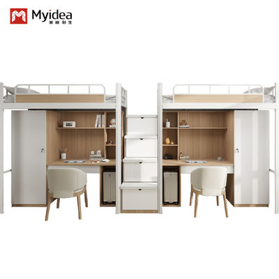 Customizable Bunk Bed With Ladder Wardrobe And Study Desk For Dormitory