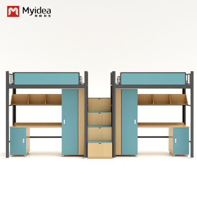ODM Service Student Bunk Bed With Stairs And Desk For School Dormitory Support customization