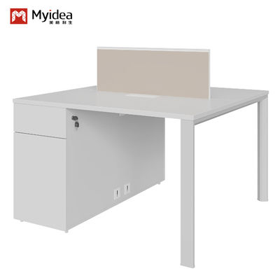 Modern Four-Person Office Desk With Locked File Cabinet Support customization