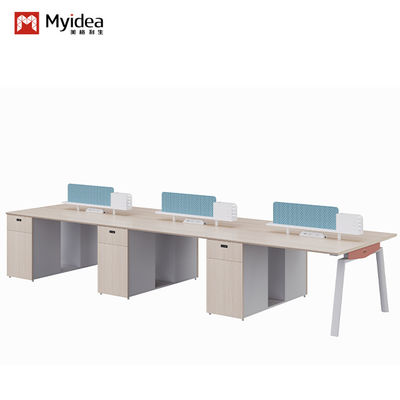 Support customization Commercial Office Furniture Two or Four-Person Staff Table with Screen Separated and Filing Cabinets