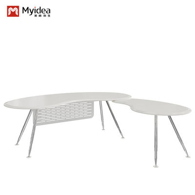 White Snow Mountain Table And Metal Feet , Staff Executive Modern Office Workstation Desk Support customization