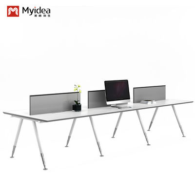 Commercial Office Furniture customization Four-Person Metal Legs Table Customizable White Finish