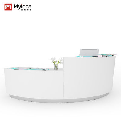 High Gloss Painting Glass Top Reception Desk For Meeting Room Furniture