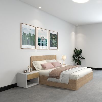 Support customization Comfortable Modern Minimalist Wood Bed Metal Frame without Mattress for Dormitory School Apartment or Hotel