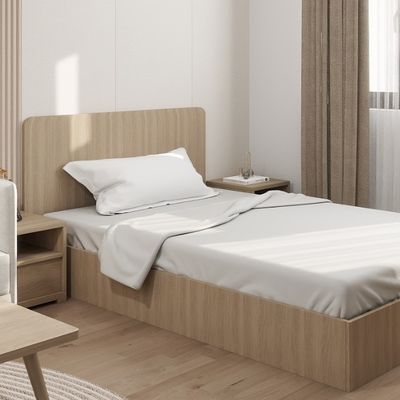 Support customization Comfortable Modern Minimalist Wood Bed Metal Frame without Mattress for Dormitory School Apartment or Hotel