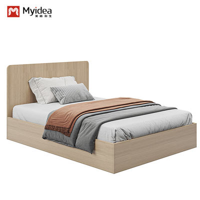 Support customization Comfortable Modern Minimalist Wood Bed Metal Frame without Mattress for Dormitory School Apartment or Hotel