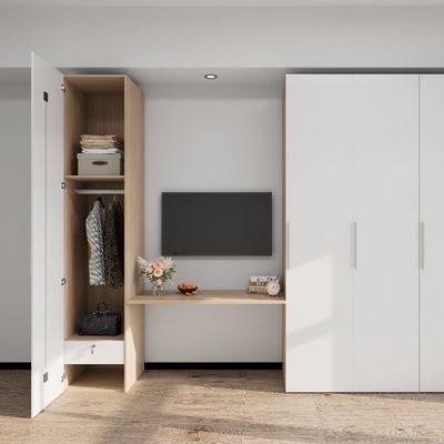 Contemporary customization Bedroom Furniture Modern Simple Design Metal Wardrobe With Hanging Rod Ample Storage Spaces Middle Desk Living Room