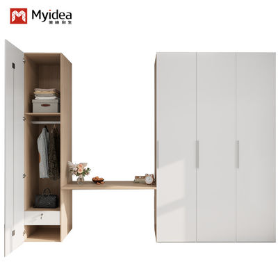 Contemporary customization Bedroom Furniture Modern Simple Design Metal Wardrobe With Hanging Rod Ample Storage Spaces Middle Desk Living Room
