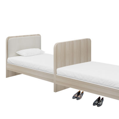 Nordic Style Twin Bed In Light Color Support customization For Bedroom School Apartment Or Dormitory Made Of Wood Hotel Furniture