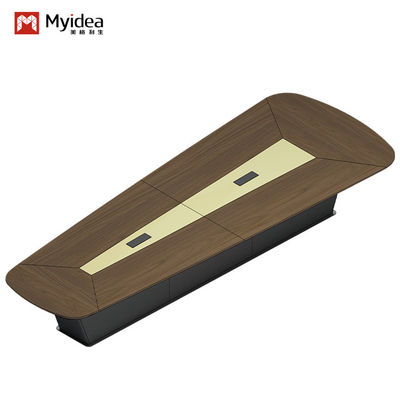 Support customization Luxury Modern Style Irregular Wooden Meeting Table with Dark Color for Home Office School Hotel Meeting Room Steel Material