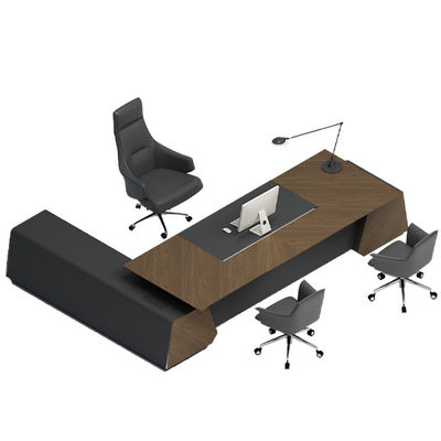 Modern Luxury Boss Office Desk Large Wooden MDF Panel Desk in Dark Colors Classic Design for Office Use Support customization