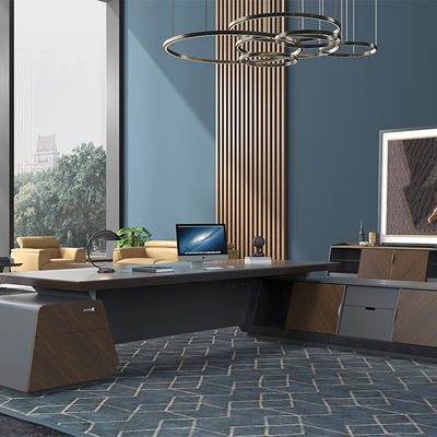 Modern Luxury Boss Office Desk Large Wooden MDF Panel Desk in Dark Colors Classic Design for Office Use Support customization
