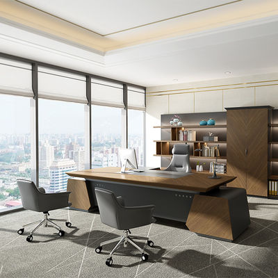 Modern Luxury Boss Office Desk Large Wooden MDF Panel Desk in Dark Colors Classic Design for Office Use Support customization