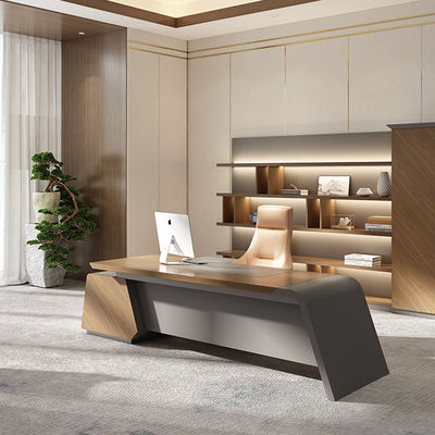 Support customization Modern Luxury Boss Office Desk Large Wooden MDF Panel in Dark Colors Classic Design for Office Use Modular Furniture