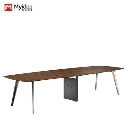 Support customization Modern Design Dark Wood Grain Conference Table With Cold-Rolled Steel Legs Office Furniture for Meeting & Negotiation Rooms