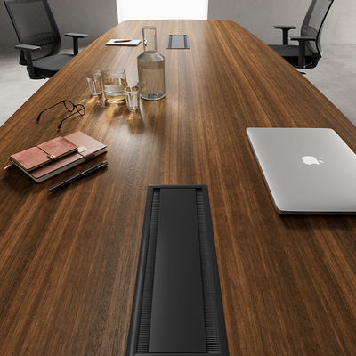Support customization Modern Design Dark Wood Grain Conference Table With Cold-Rolled Steel Legs Office Furniture for Meeting & Negotiation Rooms
