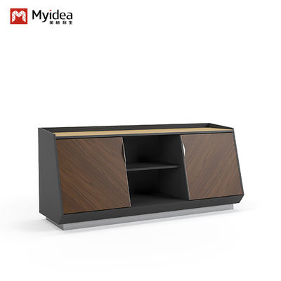 Support customization Dark Irregular Panel Tea Water Station With Storage Cabinet and Sliding Door for Reception Desk for Office Building