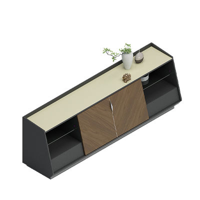 Support customization Dark Irregular Panel Tea Water Station With Storage Cabinet and Sliding Door for Reception Desk for Office Building
