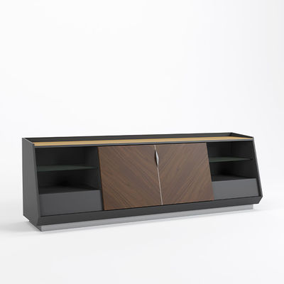Support customization Dark Irregular Panel Tea Water Station With Storage Cabinet and Sliding Door for Reception Desk for Office Building