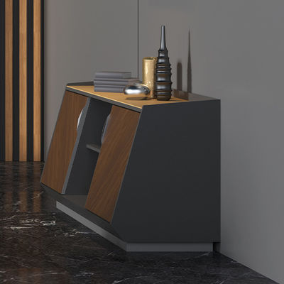 Support customization Dark Irregular Panel Tea Water Station With Storage Cabinet and Sliding Door for Reception Desk for Office Building