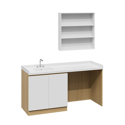 Customizable Modern Wood Panel Double-Door Storage Cabinet for Kitchen and Dining Room Includes Sink and Faucet