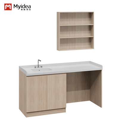 Customizable Modern Wood Panel Double-Door Storage Cabinet for Kitchen and Dining Room Includes Sink and Faucet