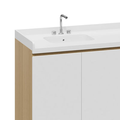 Customizable Modern Wood Panel Double-Door Storage Cabinet for Kitchen and Dining Room Includes Sink and Faucet